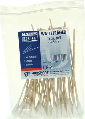 WATTESTÄBCHEN Holz 15 cm großer Kopf 50 St