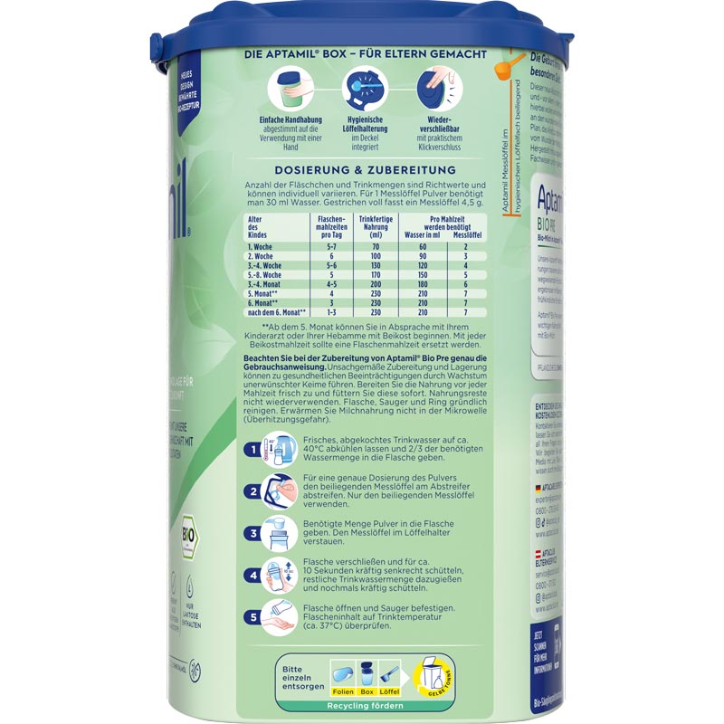 Aptamil BIO PRE Anfangsmilch 800 g Pulver