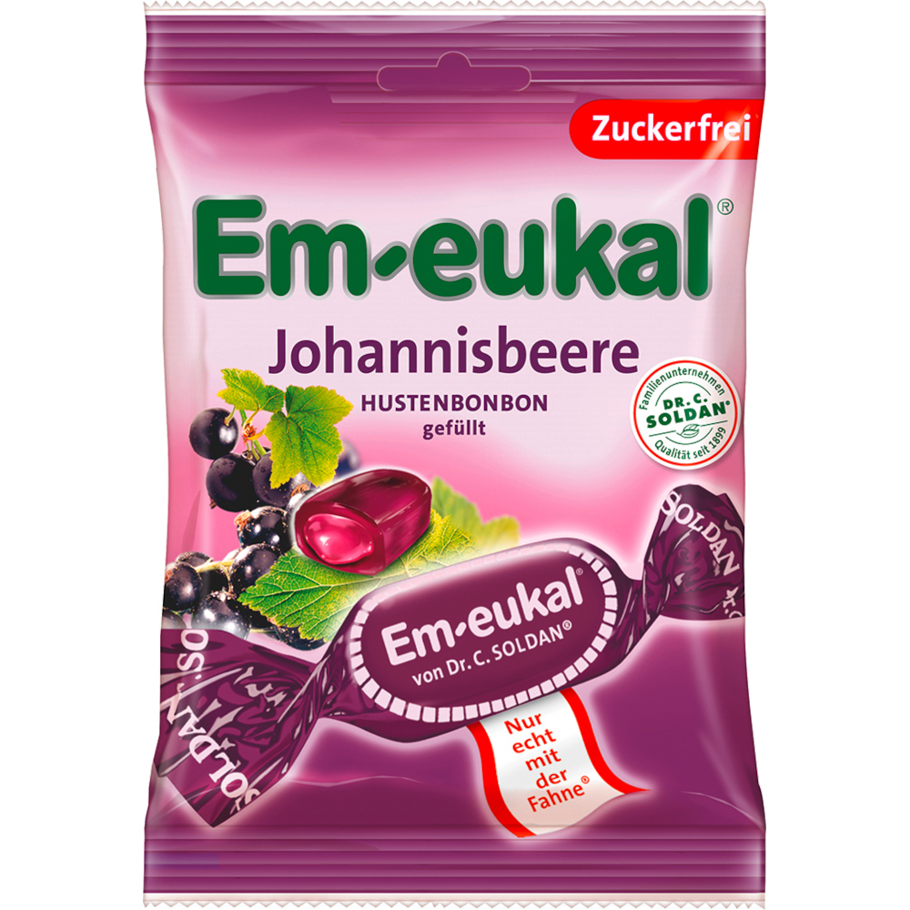 Em-eukal Johannisbeere gefüllt zuckerfei 75 g Bonbons