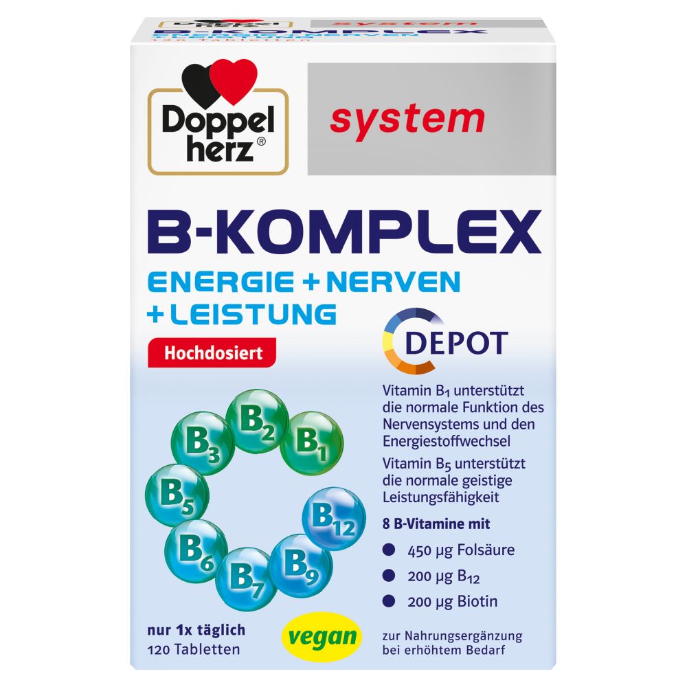 Doppelherz system B-KOMPLEX ENERGIE + NERVEN + LEISTUNG 120 St Tabletten