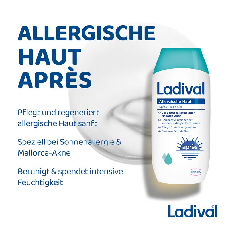 Ladival Allergische Haut Après Pflege-Gel, After Sun Repair bei Sonnenallergie oder Mallorca-Akne, kühlt und pflegt nach der Sonne, spendet intensiv Feuchtigkeit, für Erwachsene & Kinder ab 6 Monaten geeignet, 200ml