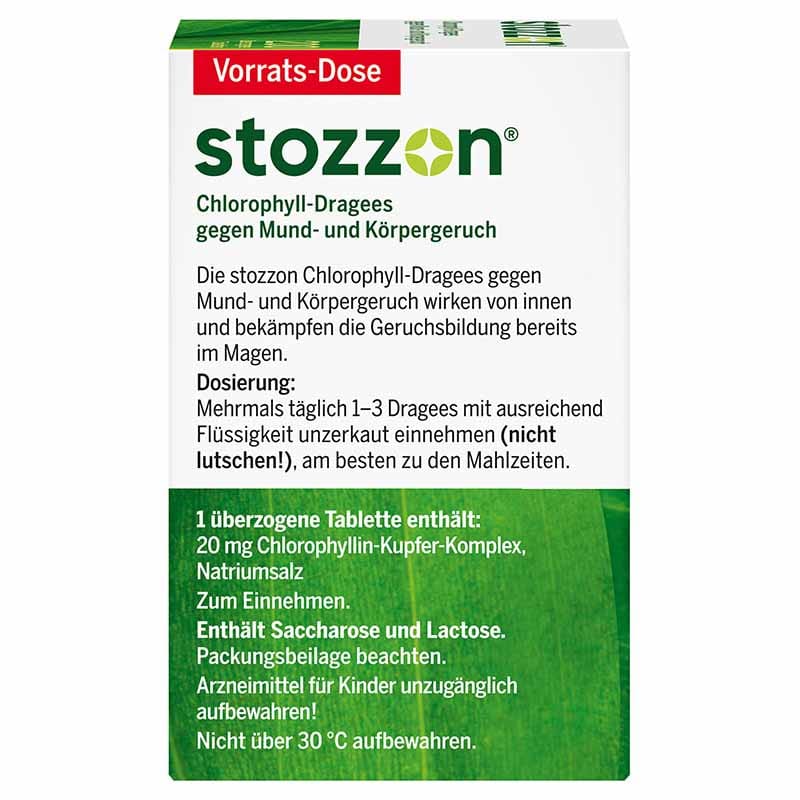 stozzon Chlorophyll-Dragees gegen Mund- und Körpergeruch 200 St Überzogene Tabletten