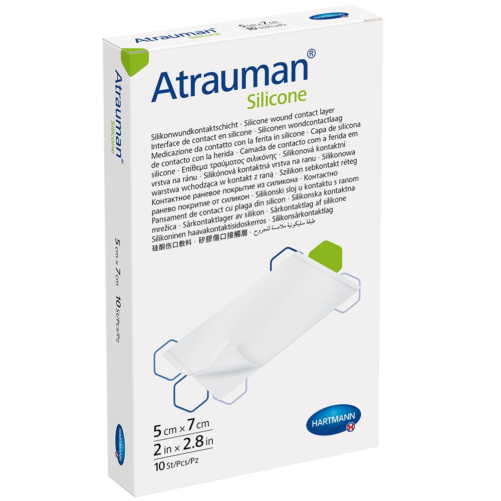 ATRAUMAN Silicone steril 5x7 cm Kompressen 10 St Kompressen