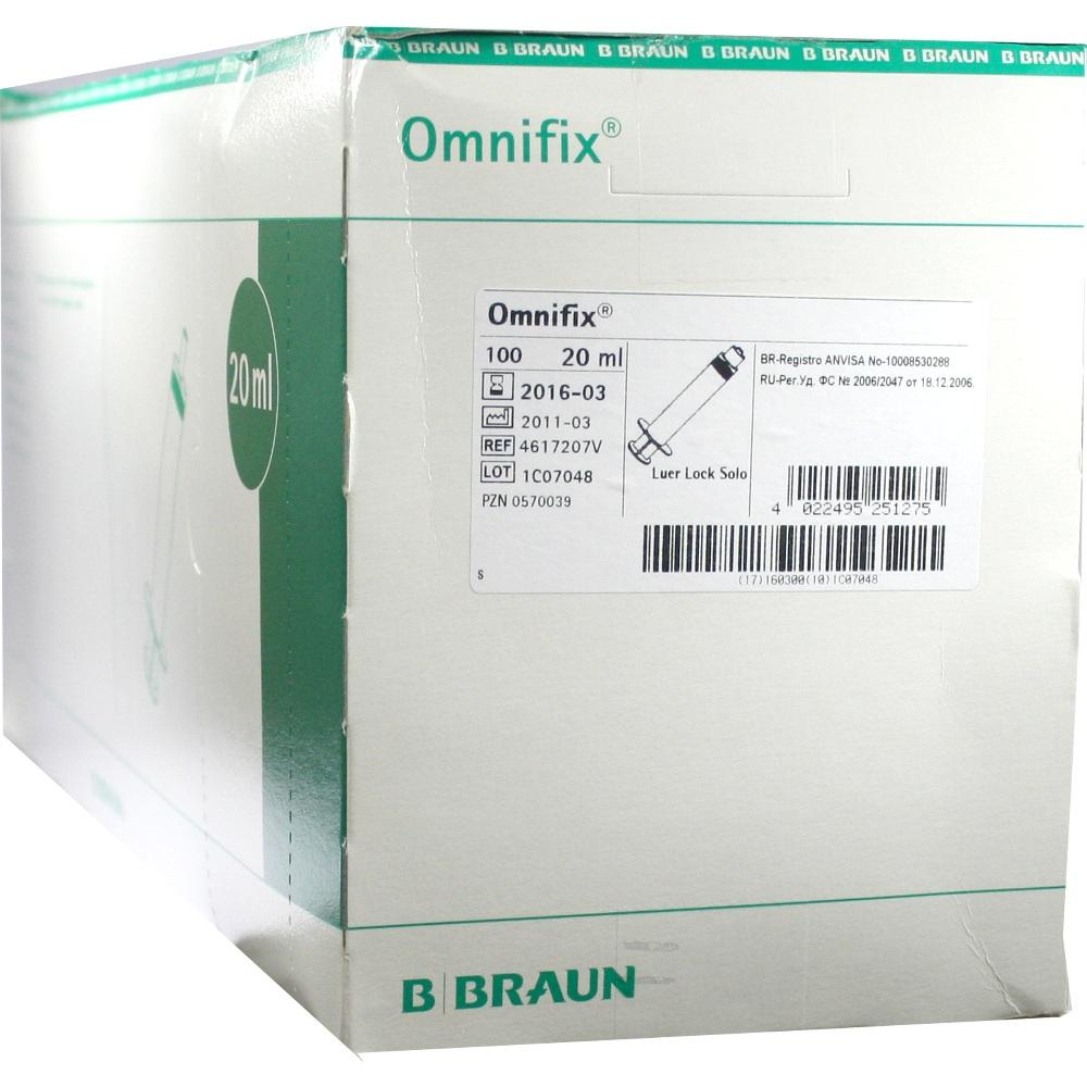 Omnifix Solo Spritzen 20ml Luer Lock latexfrei 100X20 ml Spritzen