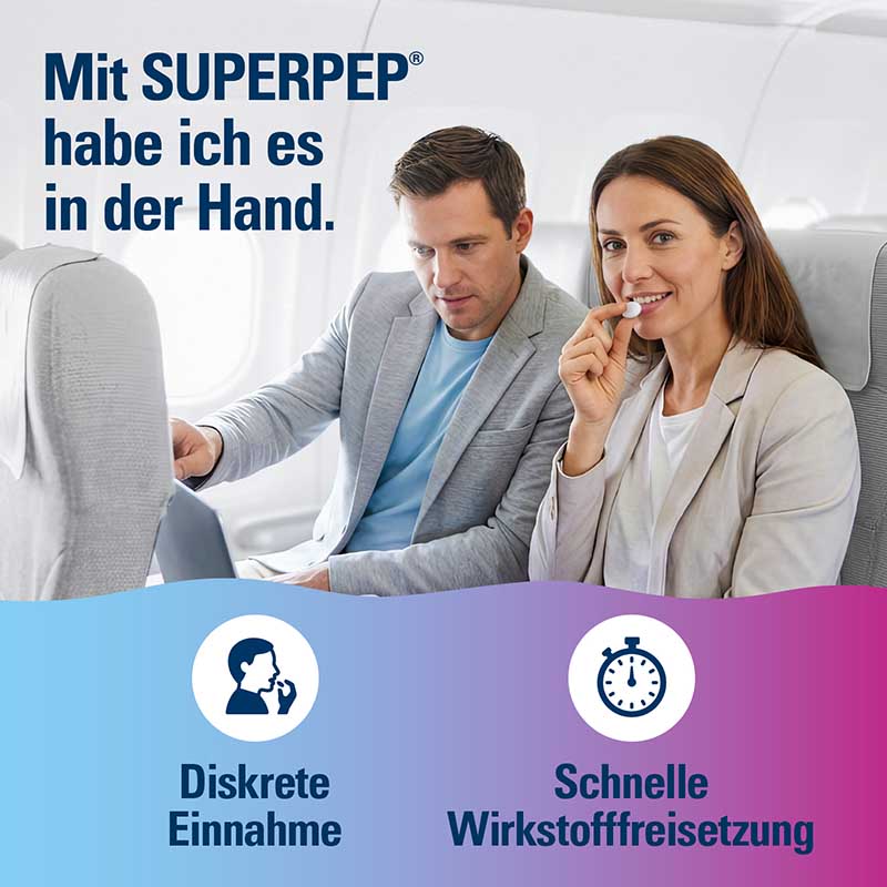 SUPERPEP Reise Kaugummi-Dragées 20 mg 10 St Kaugummi