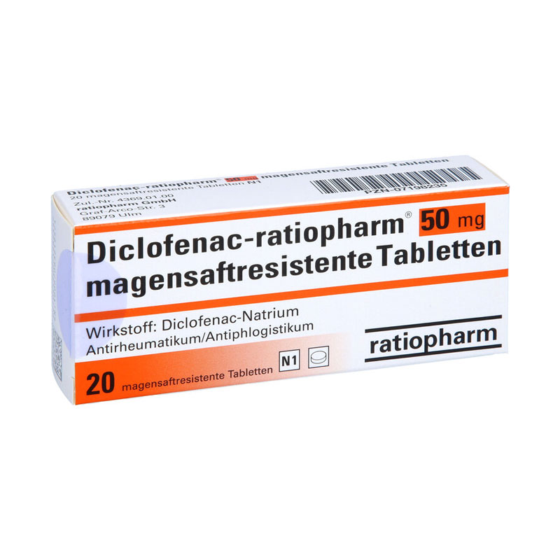 Diclofenac-ratiopharm 50mg 20 St Tabletten magensaftresistent