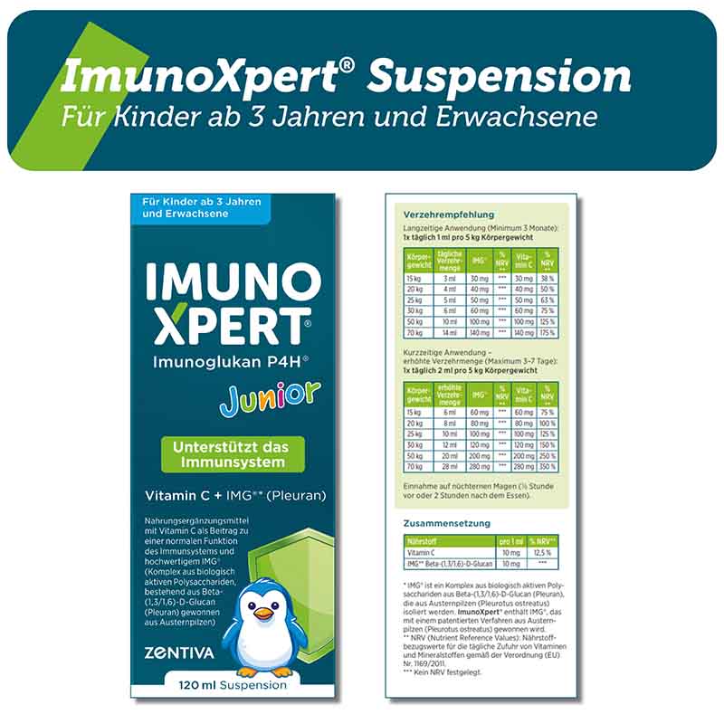 IMUNO XPERT Junior Imunoglukan P4H Vitamin C + IMG 120 ml Suspension