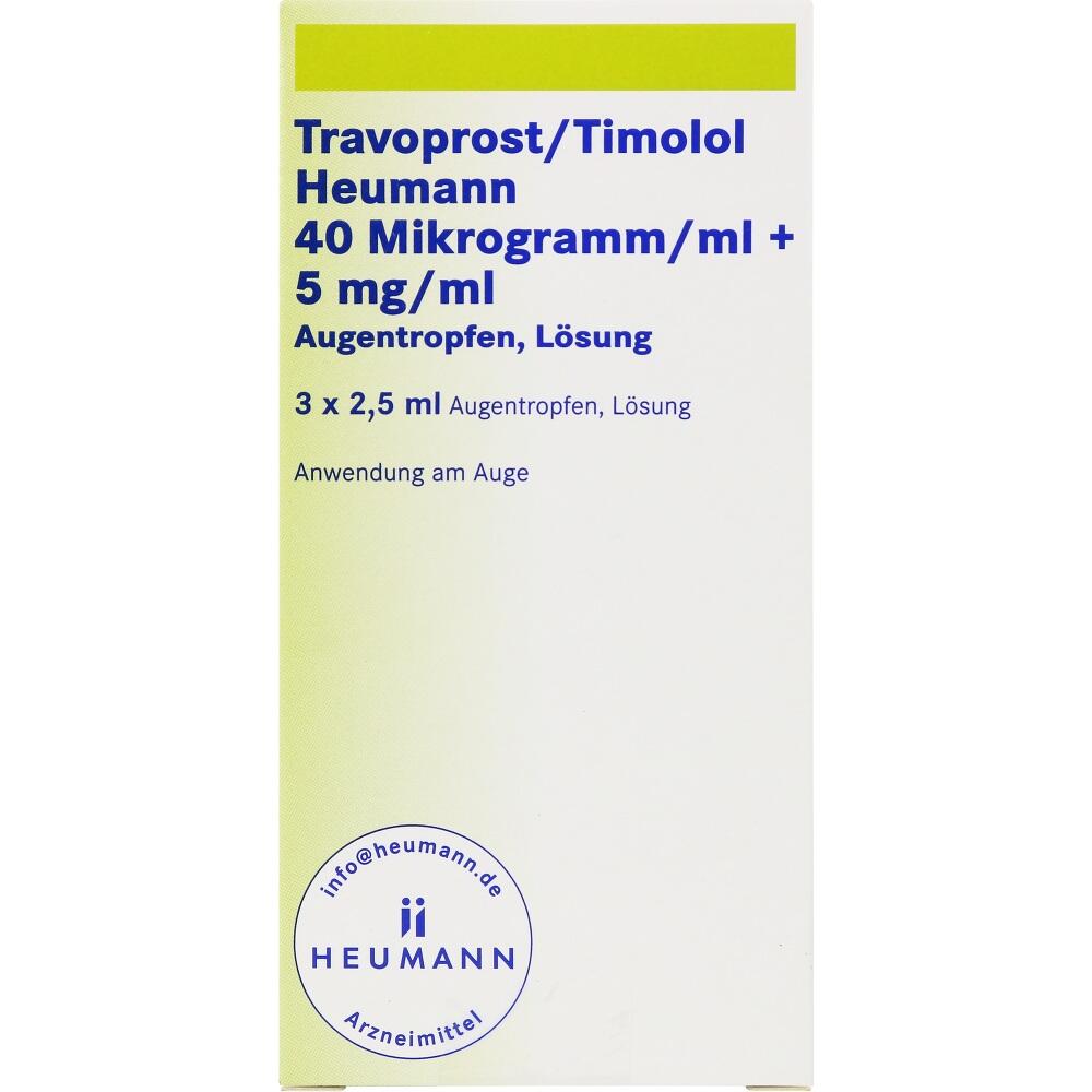 Travoprost Heumann 40 Mikrogramm/ml + 5 mg/ml 3X2.5 ml Augentropfen