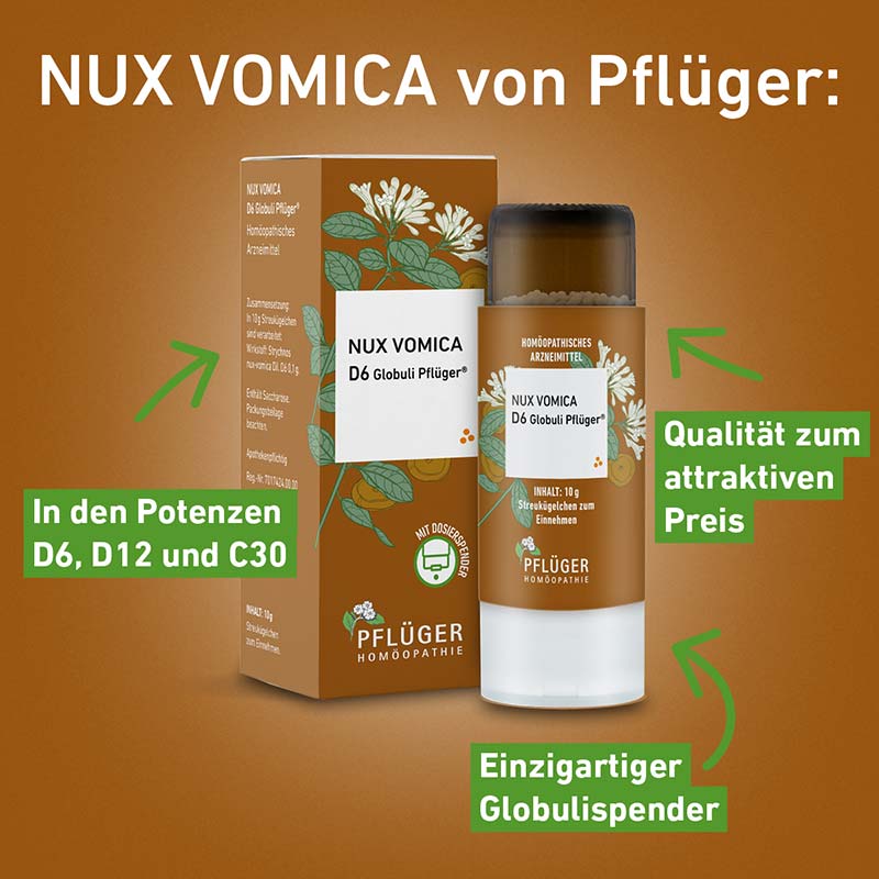 NUX VOMICA D6 Globuli Pflüger 10 g Globuli