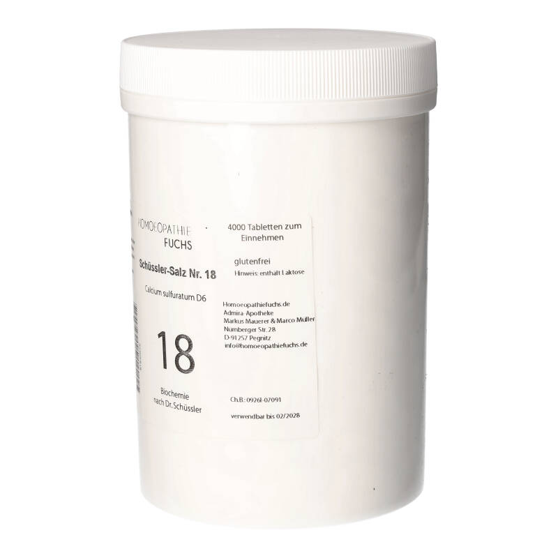 HOMOEOPATHIEFUCHS Schüssler-Salz Nummer 18 Calcium sulfuratum D6 Biochemie 4000 St Tabletten