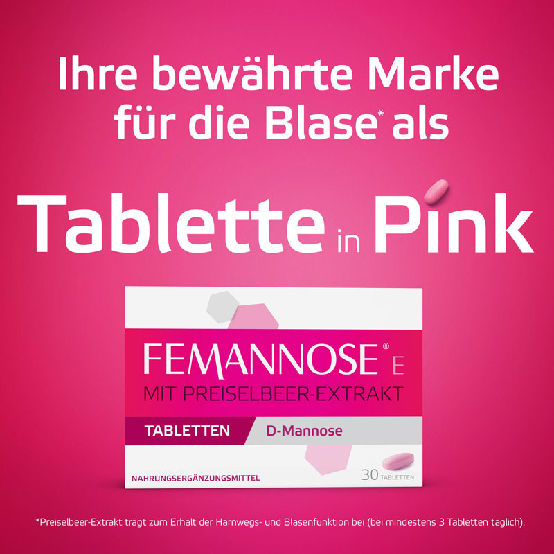 FEMANNOSE E MIT PREISELBEER-EXTRAKT TABLETTEN D-Mannose 30 St Tabletten