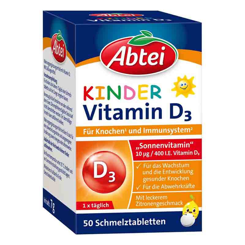 Abtei KINDER Vitamin D3 50 St Schmelztabletten