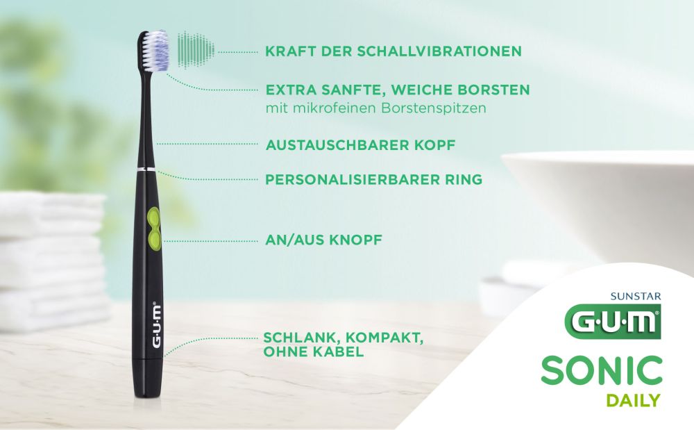 GUM SONIC Daily Schallzahnbürste schwarz 1 St Zahnbürste