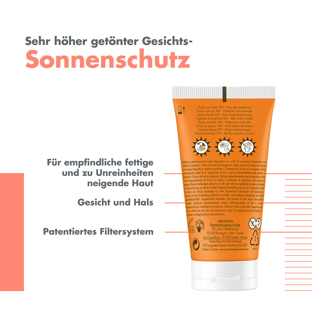 Avène Cleanance Getöntes Sonnenfluid SPF 50+  50 ml Emulsion