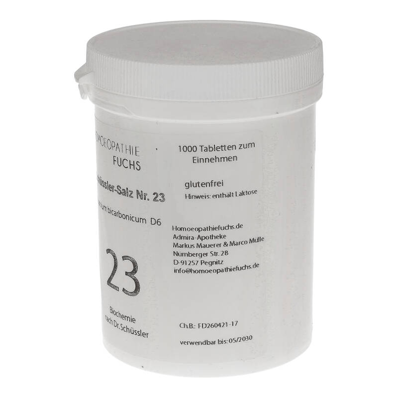 HOMOEOPATHIEFUCHS Schüssler-Salz Nummer 23 Natrium bicarbonicum D6 Biochemie 1000 St Tabletten