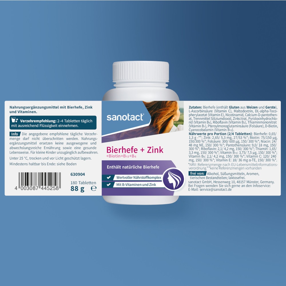 sanotact Bierhefe + Zink 180 St Tabletten