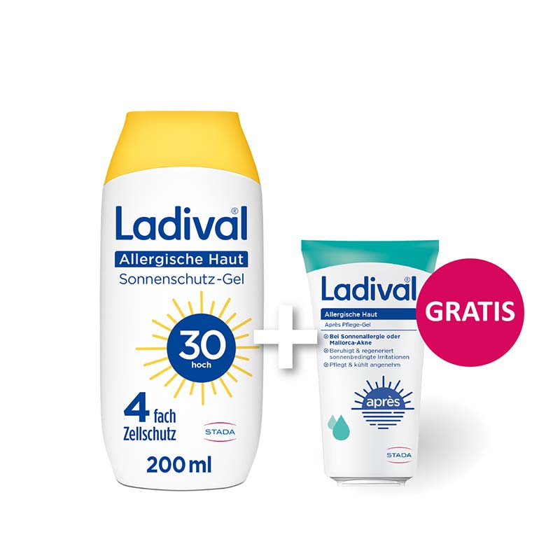 Ladival Allergische Haut Sonnenschutz-Gel LSF 30: Sonnencreme für den Körper bei Sonnenallergie und Mallorca-Akne, wasserfest, mit 4-fach Zellschutz, 200ml