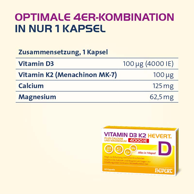 VITAMIN D3 K2 HEVERT 4000IE 120 St Kapseln
