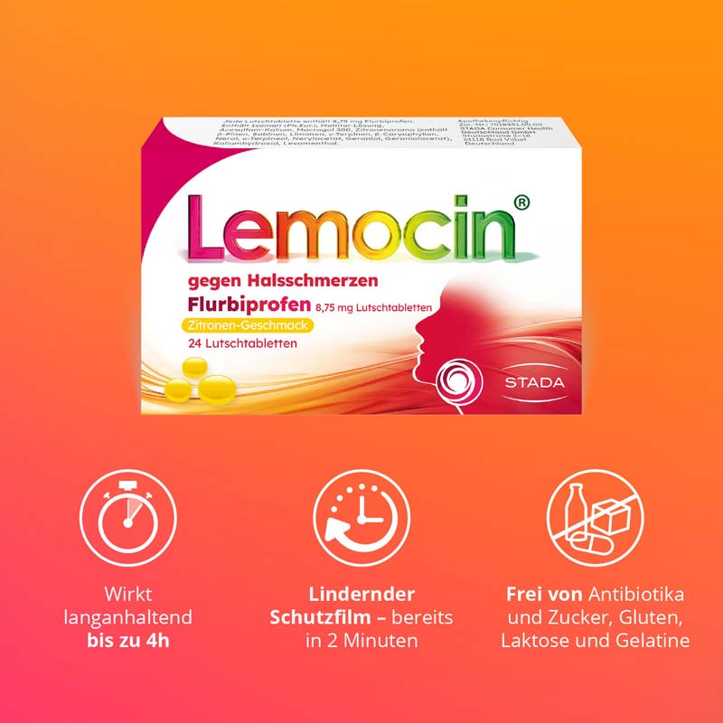Lemocin gegen Halsschmerzen Flurbiprofen 24 St Lutschtabletten