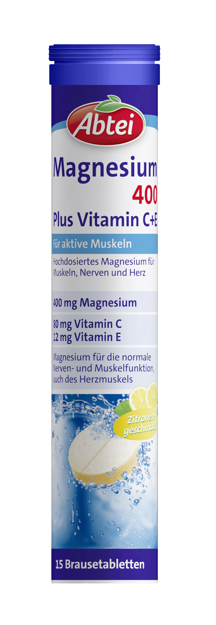Abtei Magnesium 400 Plus Vitamin C+E 15 St Brausetabletten