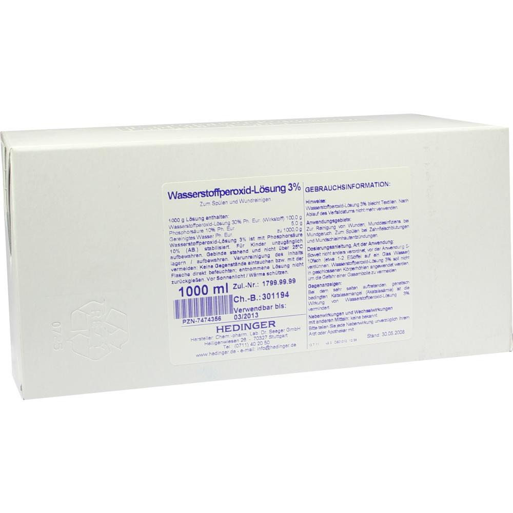 Wasserstoffperoxid-lösung 3% Standardzulassung  1000 ml Lösung