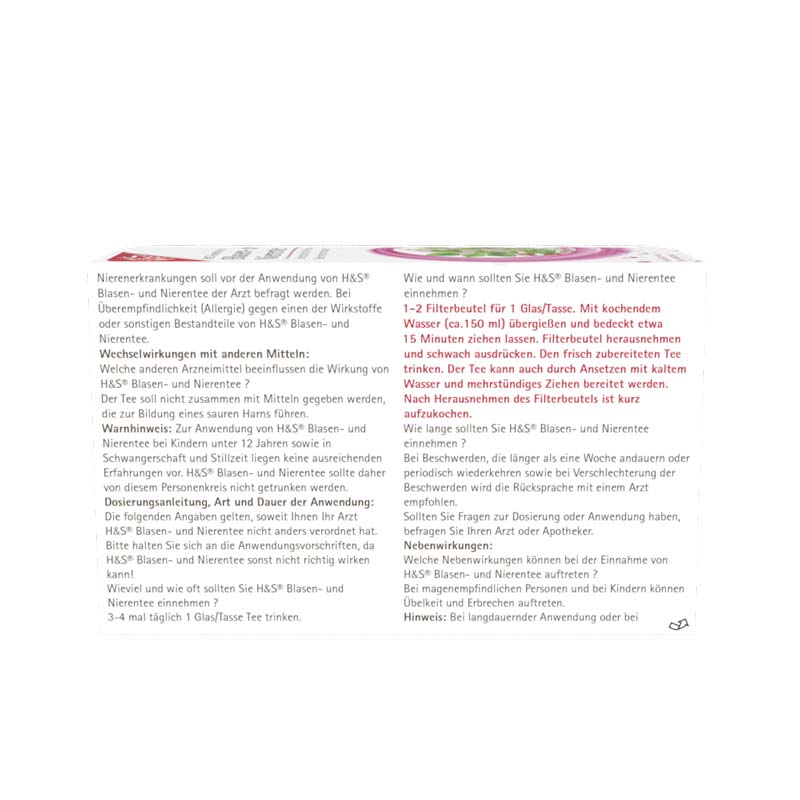 H&S Blasen- und Nierentee 20X2.0 g Filterbeutel