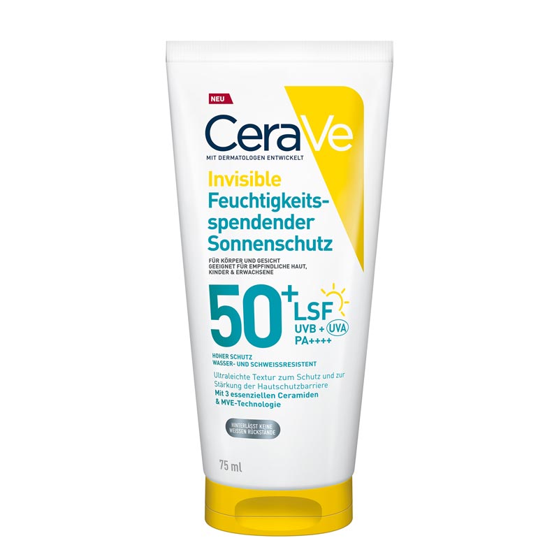 CeraVe Invisible Feuchtigkeitsspendender Sonnenschutz LSF 50+ 75 ml Lotion