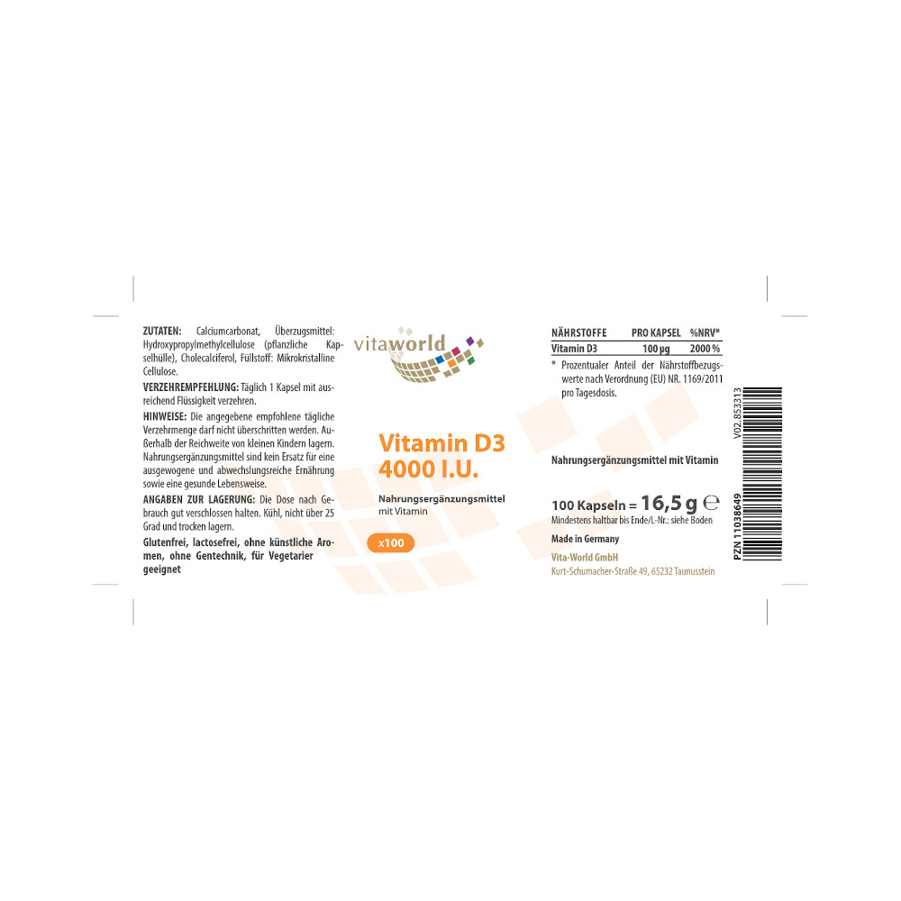 Vitamin D3 4000 IU 100 St Kapseln