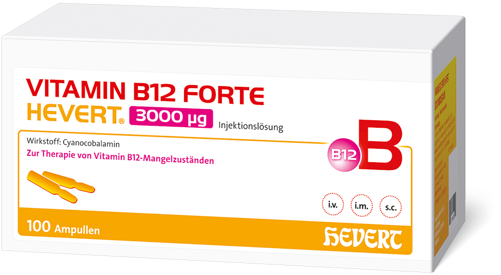 VITAMIN B12 FORTE HEVERT 3000 µg 100X2 ml Injektionslösung