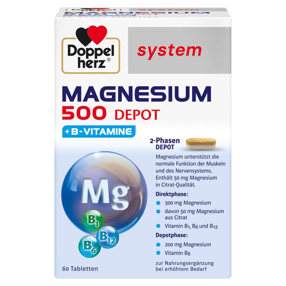 Doppelherz system MAGNESIUM 500 DEPOT + B-Vitamine 60 St Tabletten