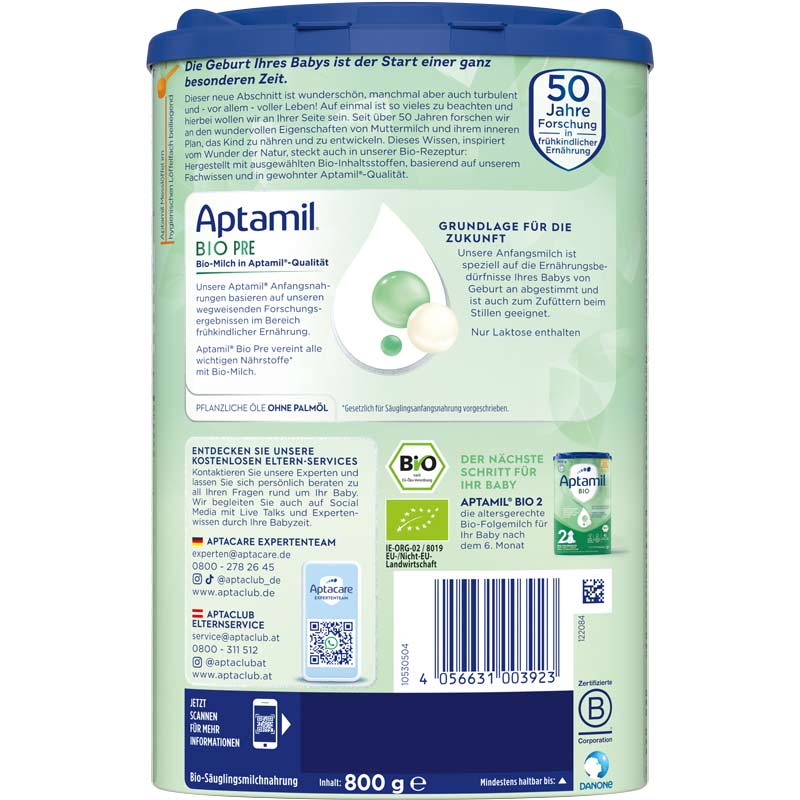 Aptamil BIO PRE Anfangsmilch 800 g Pulver