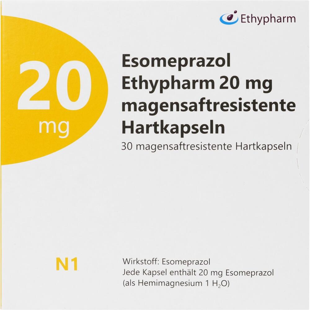 Esomeprazol Ethypharm 20mg 30 St Kapseln magensaftresistent