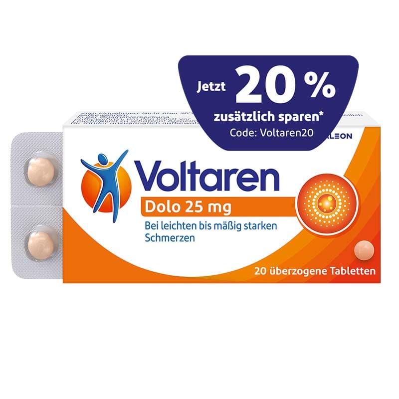 Voltaren Dolo 25 mg + 20% sparen* 20 St Überzogene Tabletten