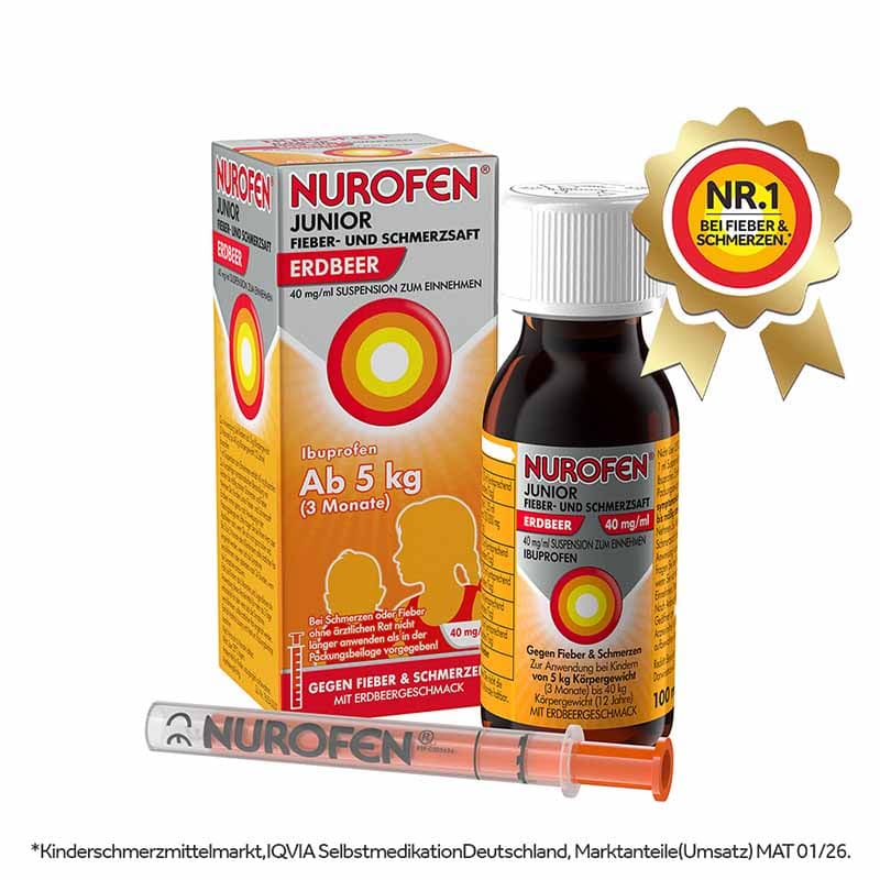 NUROFEN Junior Fiebersaft Erdbeere 40mg/ml 100 ml Suspension zum Einnehmen