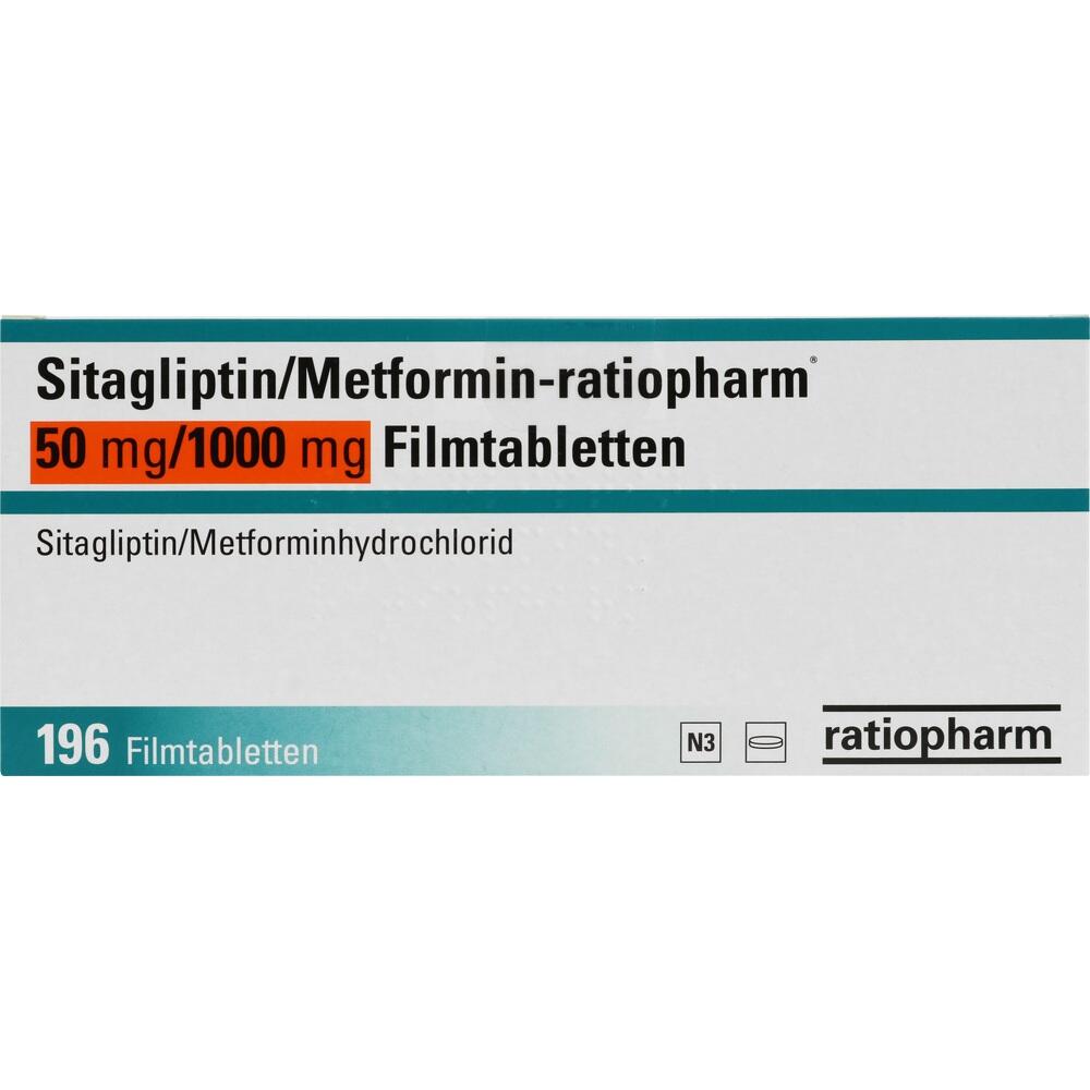 Sitagliptin/Metformin-ratiopharm 50mg/1000mg 196 St Filmtabletten