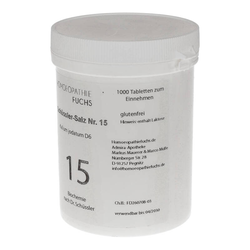 HOMOEOPATHIEFUCHS Schüssler-Salz Nummer 15 Kalium jodatum D6 Biochemie 1000 St Tabletten