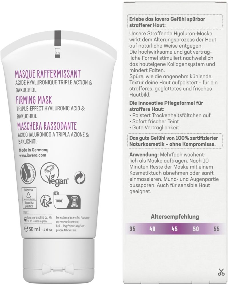 Lavera Straffende Hyaluron-Maske 50 ml Creme