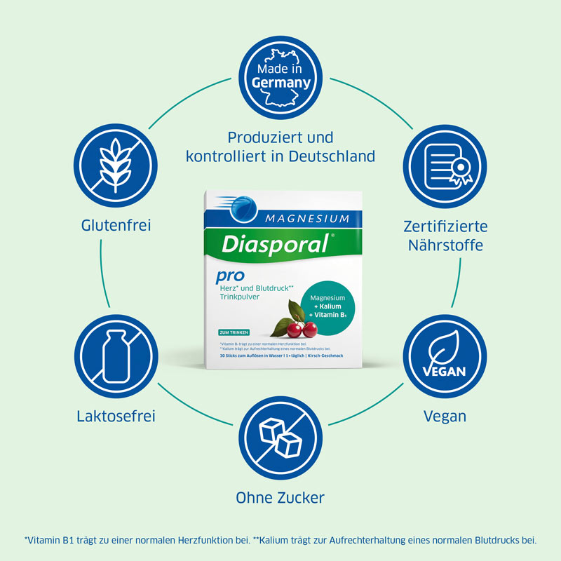 MAGNESIUM Diasporal pro Herz und Blutdruck Trinkpulver 30 St Pulver