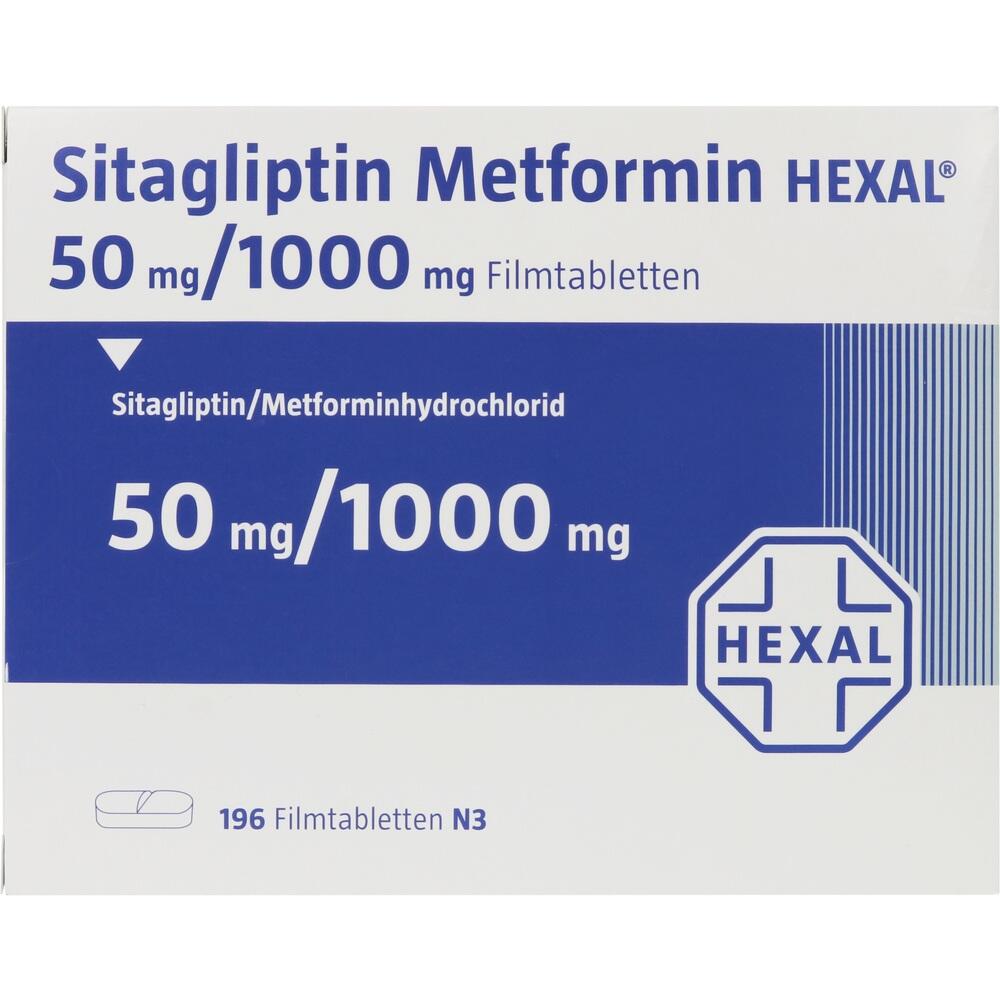 Sitagliptin Metformin HEXAL 50mg/1000 mg 196 St Filmtabletten