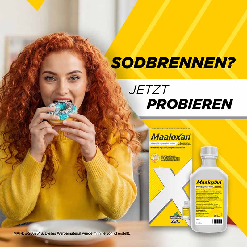 MAALOXAN Suspension bei Sodbrennen & Magenschmerzen 250 ml Suspension