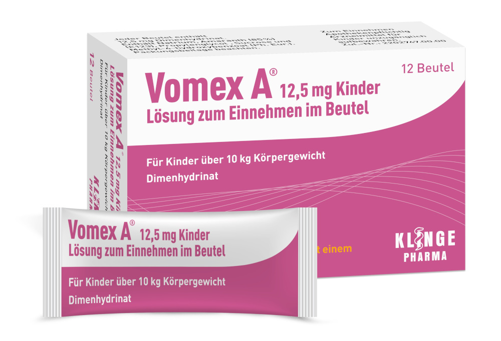 Vomex A 12,5 mg Kinder Beutel 12 St Lösung zum Einnehmen