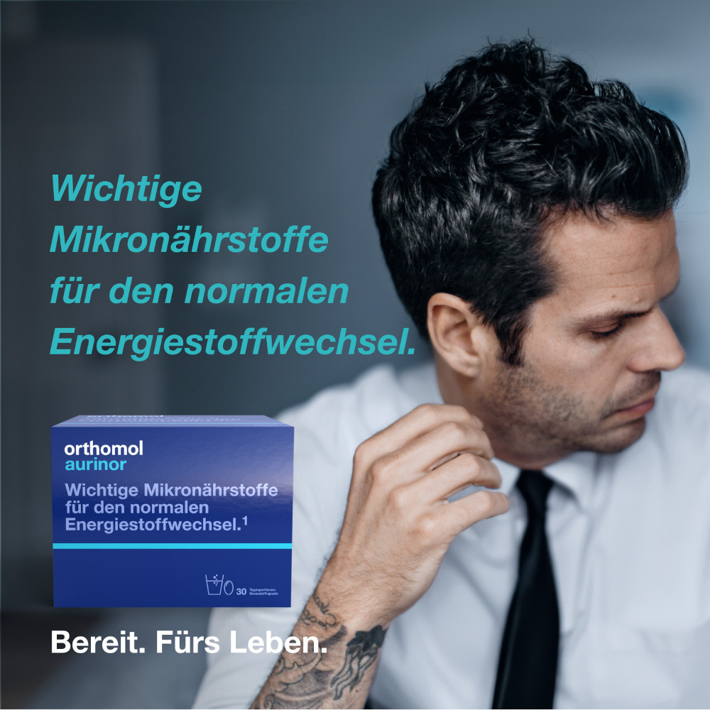 orthomol aurinor - mit Omega-3-Fettsäure, Vitamin C, Magnesium und Zink - Granulat/Kapseln