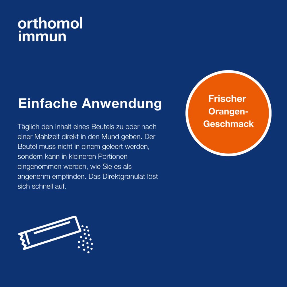 orthomol immun - Mikronährstoffe mit Vitamin C, Vitamin D und Zink - Direktgranulat Orangen-Geschmack
