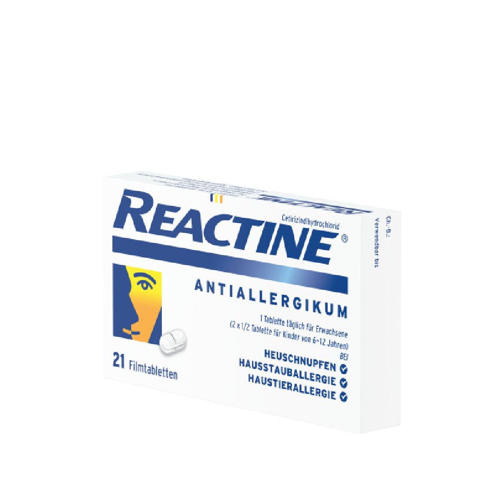 Reactine 21 Allergietabletten mit Cetirizin bei Heuschnupfen und  Allergien