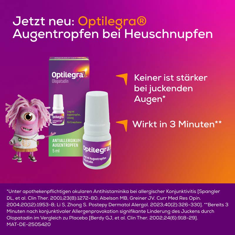 Optilegra Augentropfen Olopatadin 1 mg/ml bei Heuschnupfen 5 ml Augentropfen