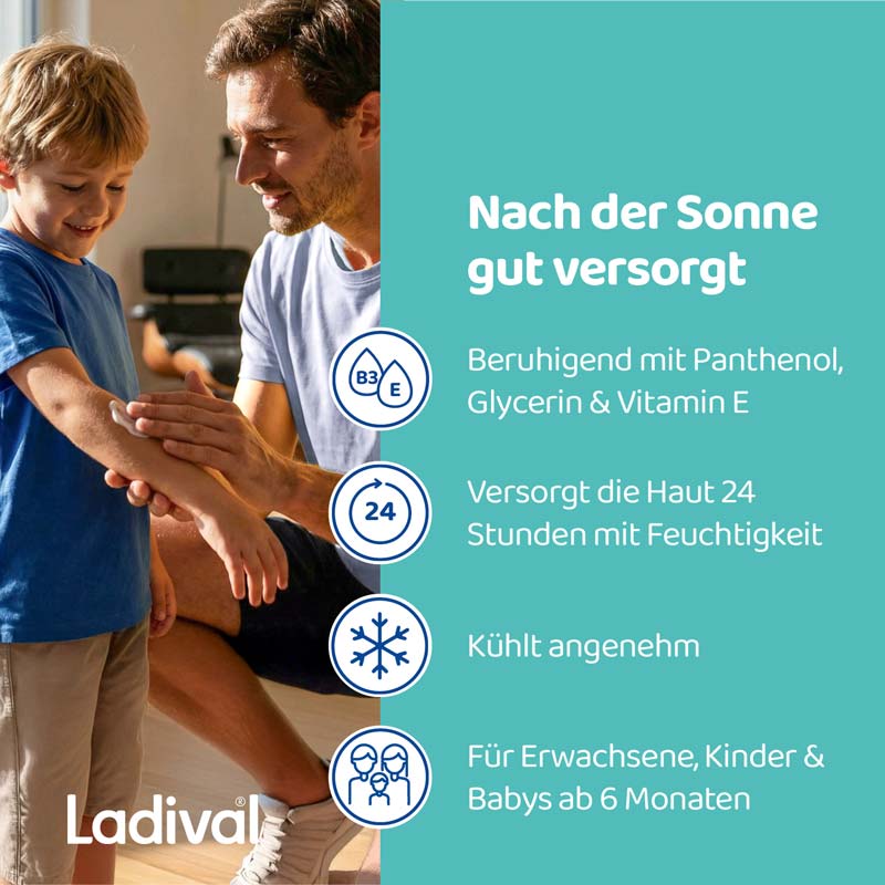 Ladival Allergische Haut Après Pflege-Gel, After Sun Repair bei Sonnenallergie oder Mallorca-Akne, kühlt und pflegt nach der Sonne, spendet intensiv Feuchtigkeit, für Erwachsene & Kinder ab 6 Monaten geeignet, 200ml
