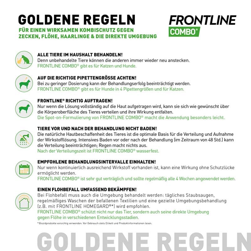FRONTLINE COMBO gegen Zecken, Flöhe (Flöhe, Eier, Larven, Puppen) für Hunde M (10-20 Kg) 3 St Lösung