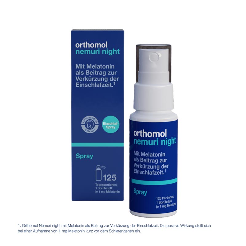 orthomol nemuri night - Einschlafspray mit Melatonin und Hopfen-Extrakt - Spray à 120 Sprühstöße