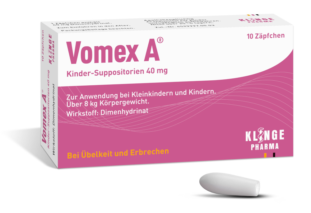 Vomex A Kinder-Suppositorien 40 mg - Bei Übelkeit und Erbrechen 10 St Kinder-Suppositorien
