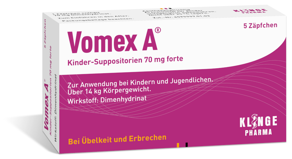 Vomex A Kinder 70mg forte - Bei Übelkeit und Erbrechen 5 St Suppositorien